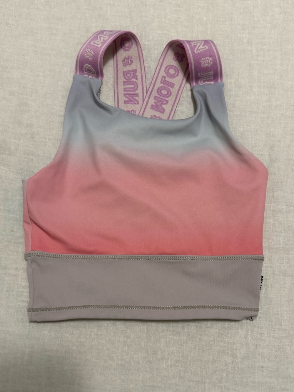 Girls Molo ‘Olivia’ Cropped Activewear Tank  Top in Misty Stripe